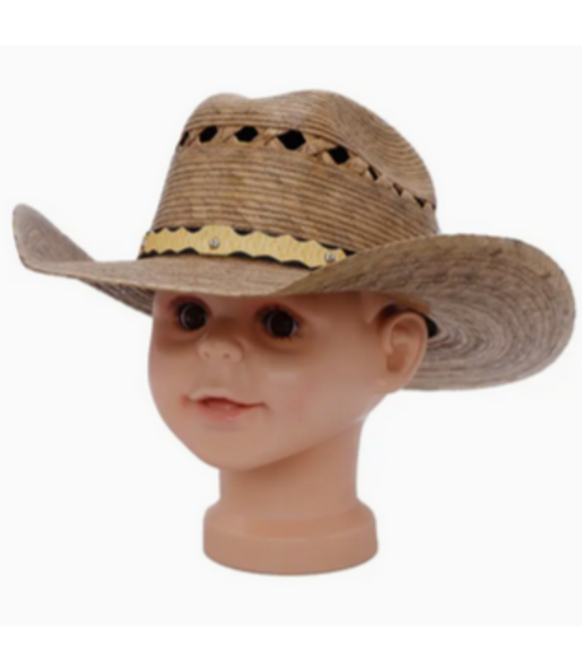 Cap Zone Kids Vented Cutter Crown Palm Straw Cowboy Hat