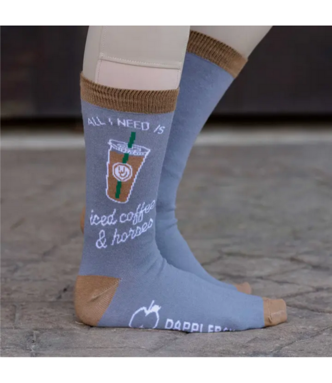 Dapplebay Knit Crew Socks - Iced Coffee & Horses One Size