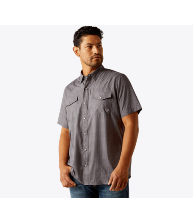 Ariat Mens VentTEK Western Fitted Snap Shirt - Grey
