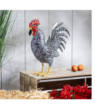 Evergreen Enterprises Metal Rooster Garden Statue, 14"H