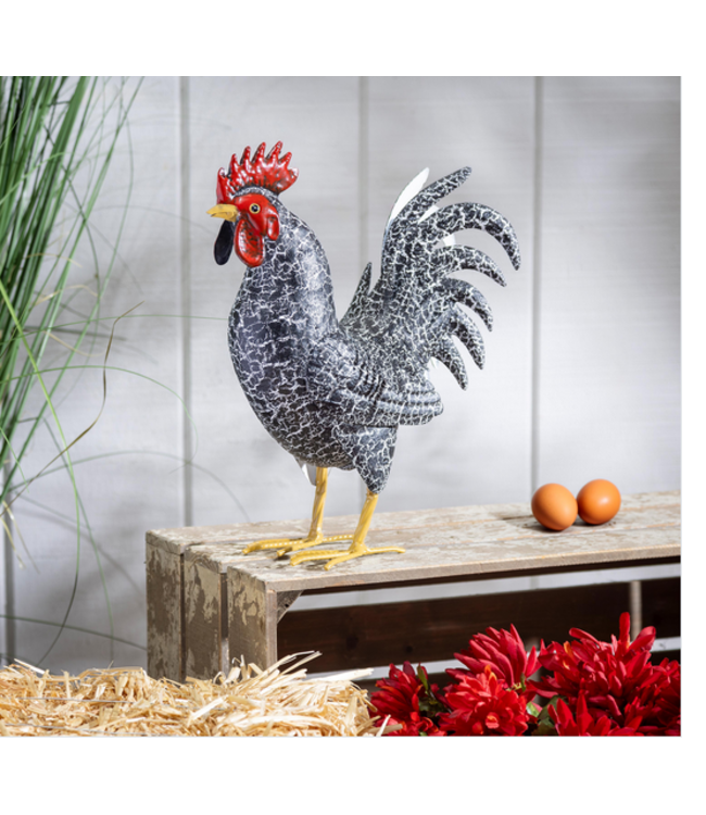 Evergreen Enterprises Metal Rooster Garden Statue, 14"H