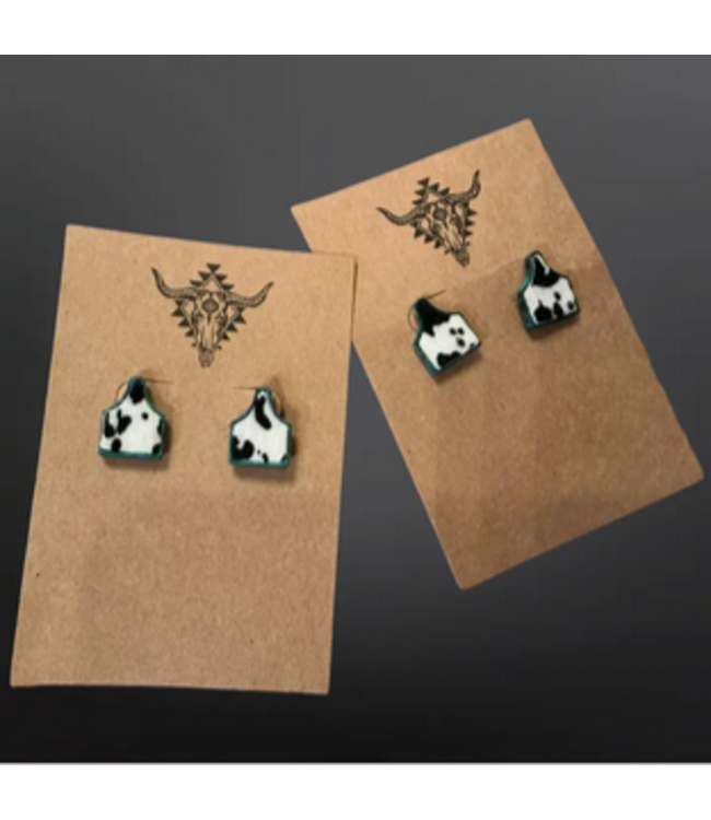 Westrian (Formerly Equipage) Faux Cowhide Cow Tag Earrings