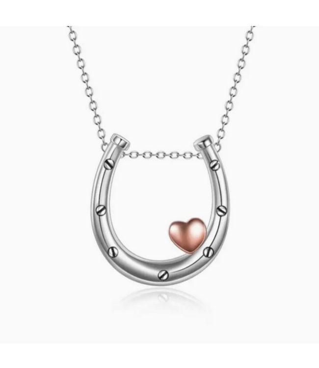 Westrian (Formerly Equipage) Sterling Silver Horseshoe Love Rose Gold Heart Necklace
