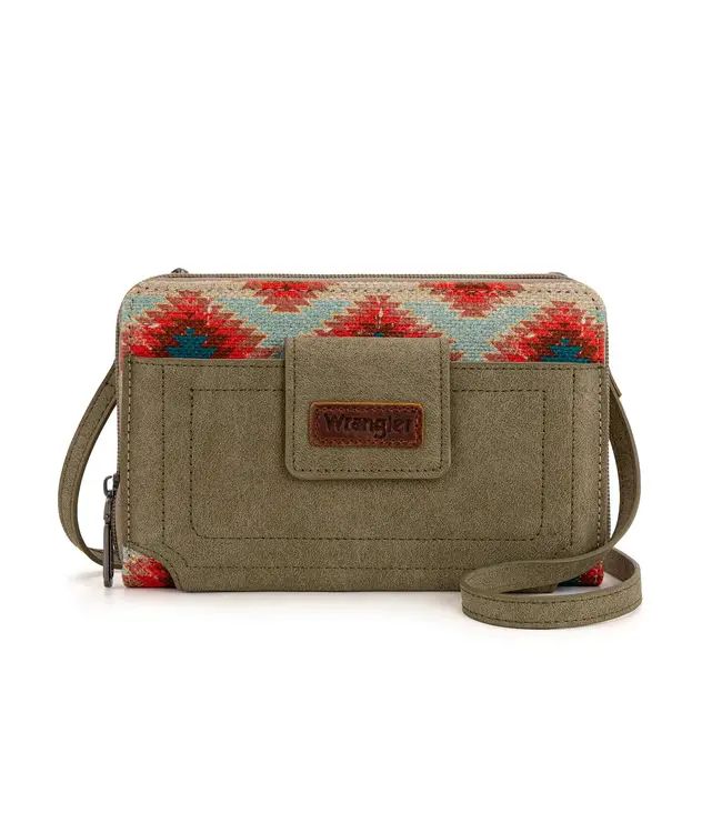 Montana West Wrangler Aztec Distressed Dual Sided Phone Wallet