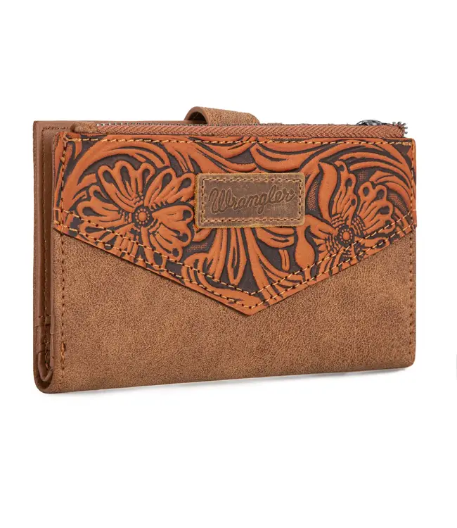 Montana West Wrangler Floral Tooled Card Holder Bi-Fold Wallet