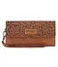 Montana West Wrangler Western Floral Tooled Tri-fold RFID Wallet/Wristlet