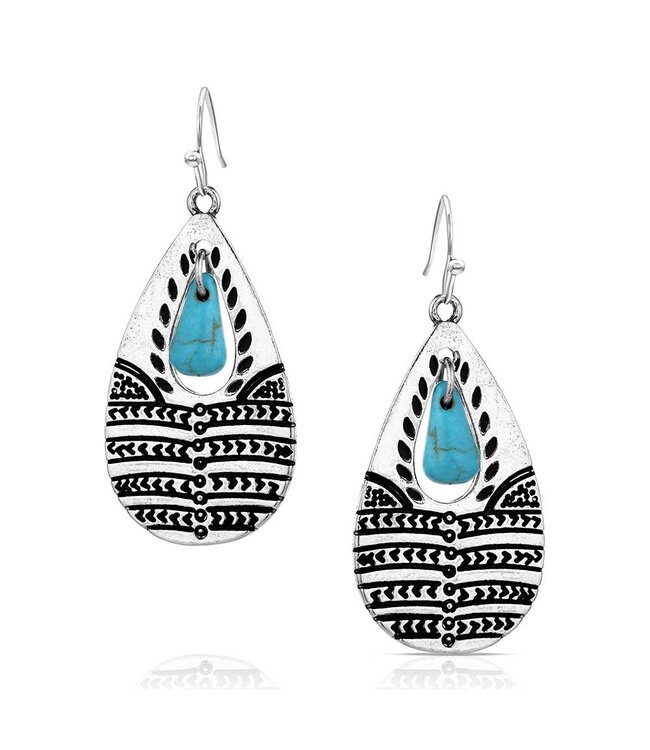 Montana Silversmith Etched Statement Turquoise Earrings