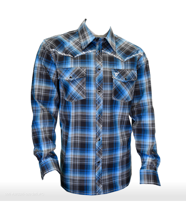 Cowboy Hardware Mens Gradient LS Plaid Shirt