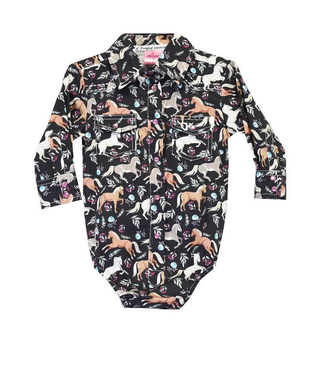 Cowboy Hardware Infant Horse Flowers L/S Romper