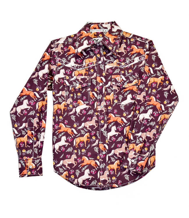 Cowboy Hardware Toddler Horse Flowers LS Print Shirt