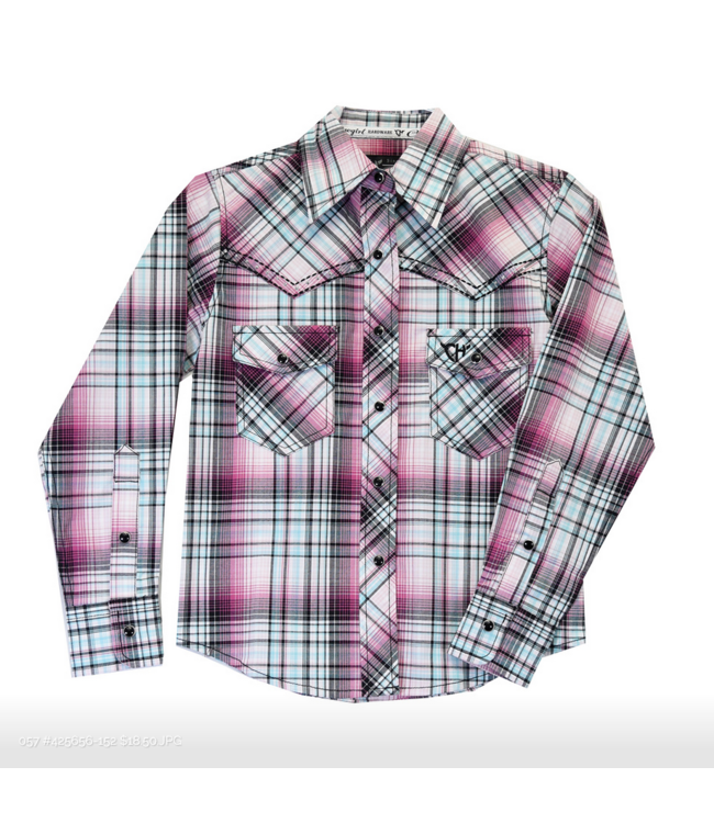 Cowboy Hardware Youth Shedua L/S Plaid - Rose/Mint