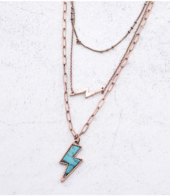 YK Trading Western Layered Lightning Bolt Necklace