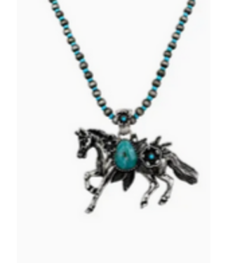 Lunar Deer Farm Animal Navajo Turquoise Beads Necklace