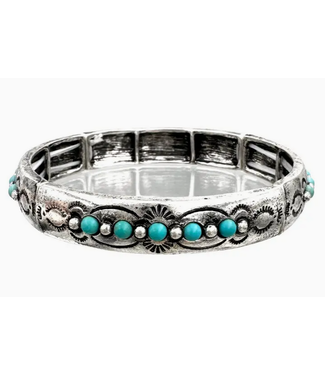 Lunar Deer Turquoise Beads Metal Stretch Bracelet