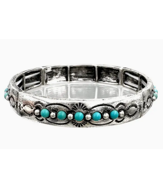 Lunar Deer Turquoise Beads Metal Stretch Bracelet