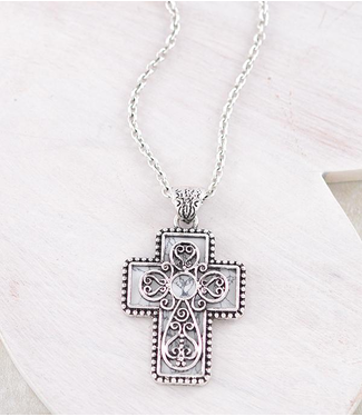 Western Stone Cross Pendant Necklace
