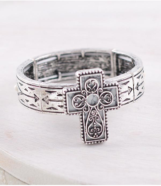 Western Stone Cross Stretch Bracelet