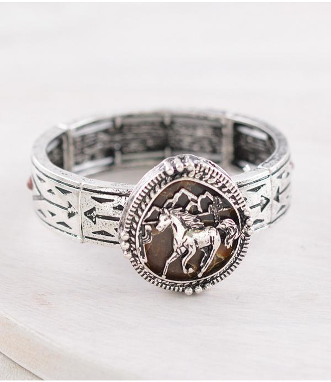 Western Horse Stone Stretch Bracelet