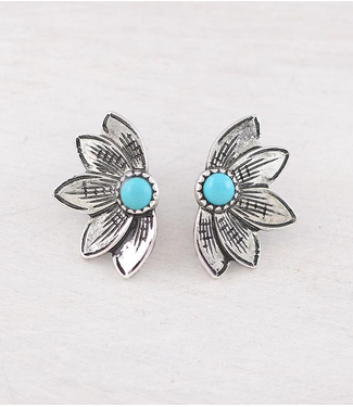 YK Trading Turquoise Western Sunflower Post Earrings