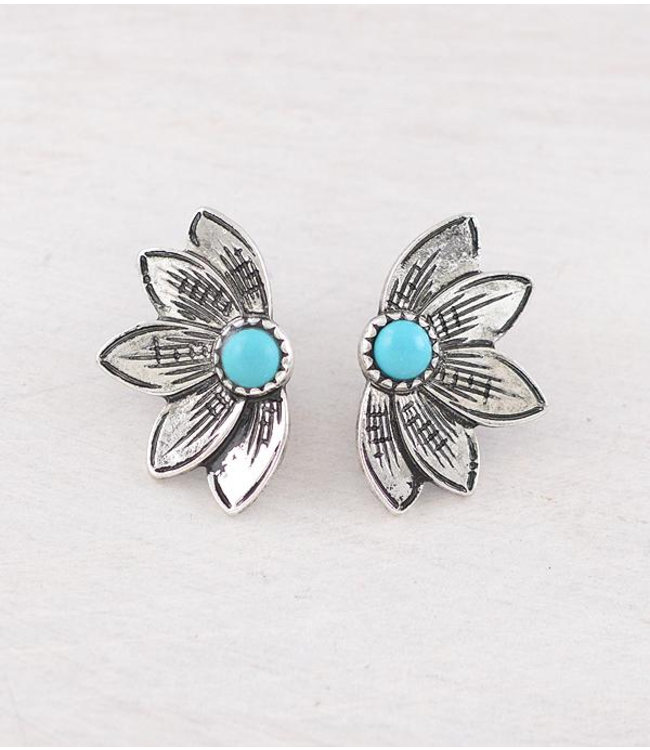 YK Trading Turquoise Western Sunflower Post Earrings
