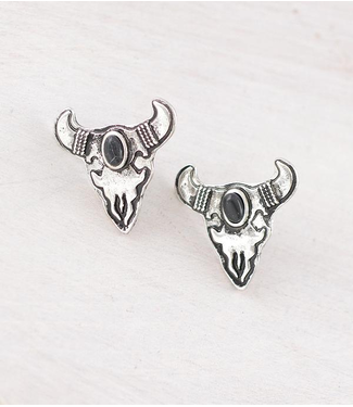 YK Trading Western Cow Skull Stud Earrings