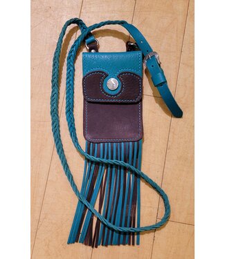 Beyond the Barn Teal Chocolate Shoulder Phone Case with Fringe