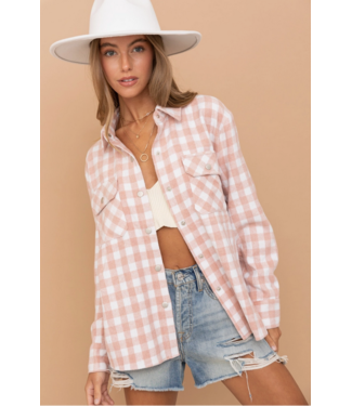 Blue B Gingham Yarn Dyed Shirt Jacket - Pink