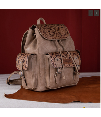 Montana West Wrangler Vintage Floral Tooled Backpack  Khaki