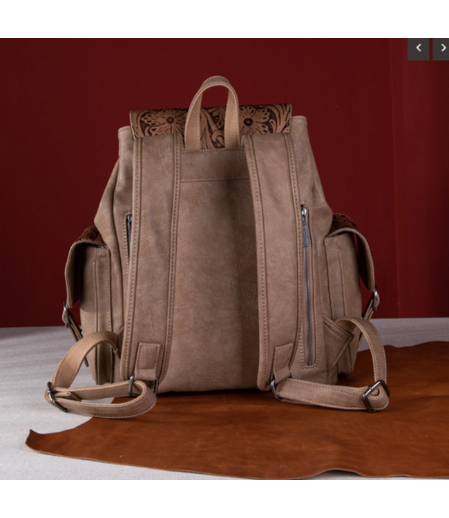 Montana West Wrangler Vintage Floral Tooled Backpack  Khaki