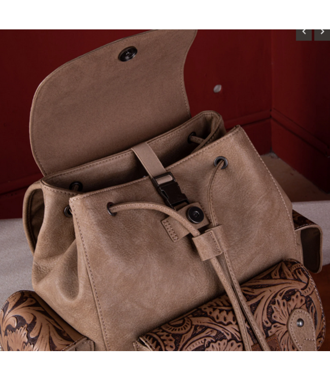 Montana West Wrangler Vintage Floral Tooled Backpack  Khaki