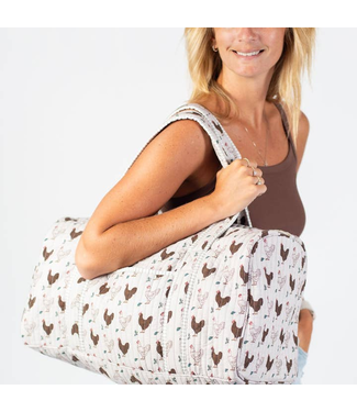 American Farm Company Brown Chicken Quilted Duffle Bag