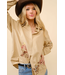 Blue B Cowgirl Motif Embroidered Linen Shirt-Camel