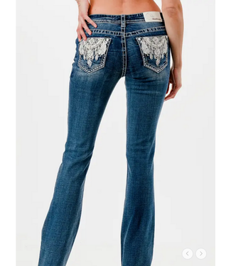 Grace in LA Womens Aztec Modify Mid-Rise Boot Jean