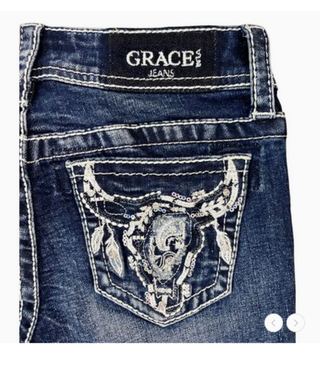 Grace in LA Steer Head Embroidery Girl