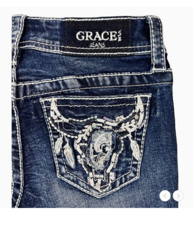 Grace in LA Steer Head Embroidery Girl