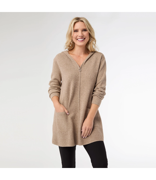 Coco+Carmen Heavenly-Luxe Zip Front Hooded Cardigan
