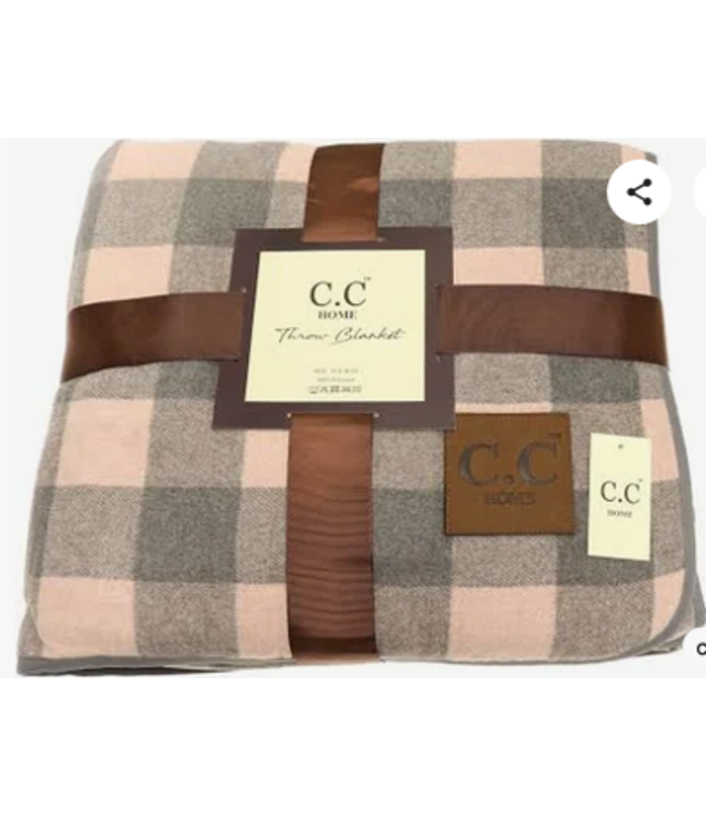 C.C Beanie Buffalo Check Sherpa Lined Throw Blanket
