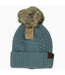 C.C Beanie Solid Smocked Stitch Fur Pom C.C Beanie
