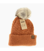 C.C Beanie Solid Smocked Stitch Fur Pom C.C Beanie