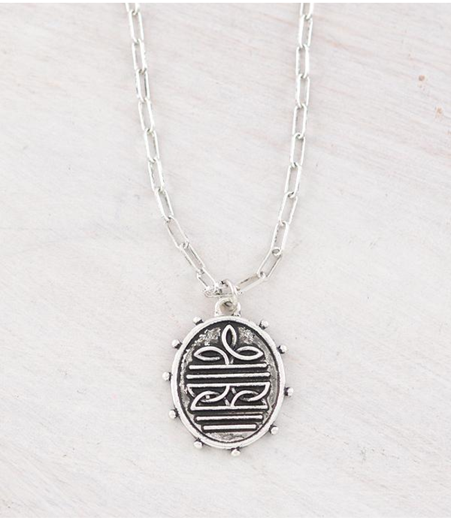 YK Trading Oval Boot Stitch Pendant Necklace