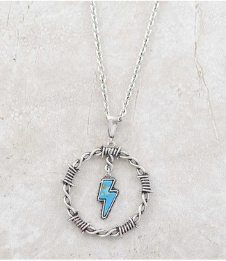 YK Trading Western Round Necklace with Lighting  Bolt