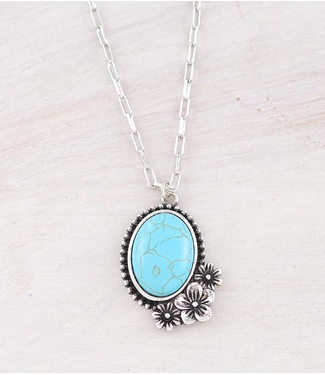 YK Trading Turquoise Semi Stone Concho Pendant Necklace