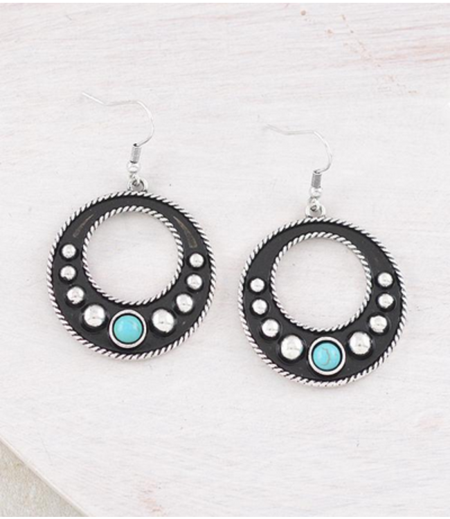YK Trading Turquoise Concho Hoop Earrings