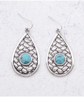 YK Trading Turquoise Basket Weave Teardrop Earrings