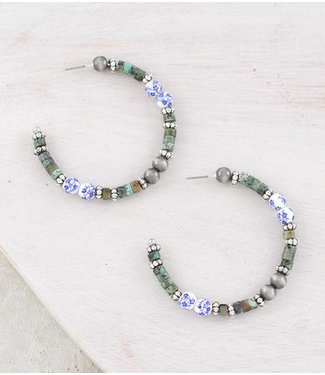 YK Trading Navajo Pearl Bead Hoop Earrings