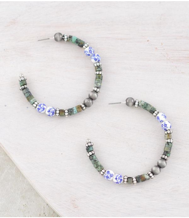 YK Trading Navajo Pearl Bead Hoop Earrings