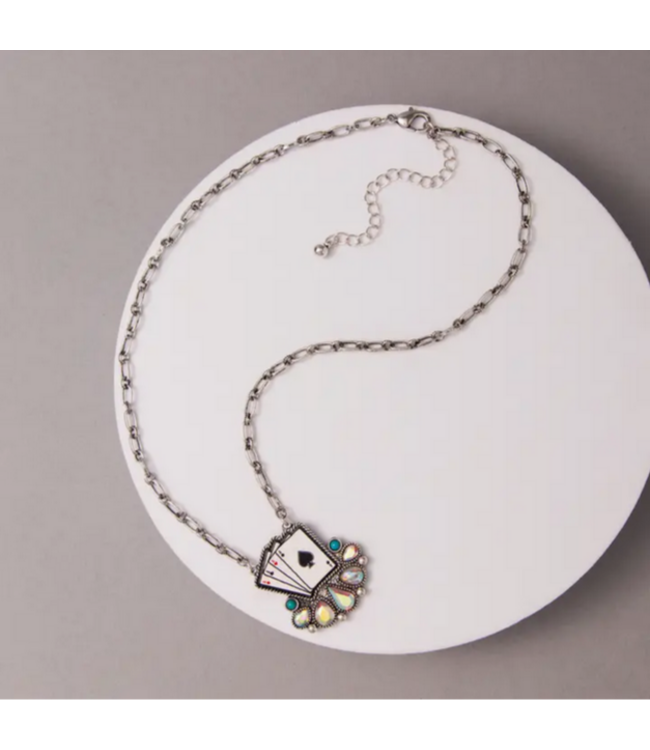 SP Sophia Collection Western Ace of Spades Pendant Necklace