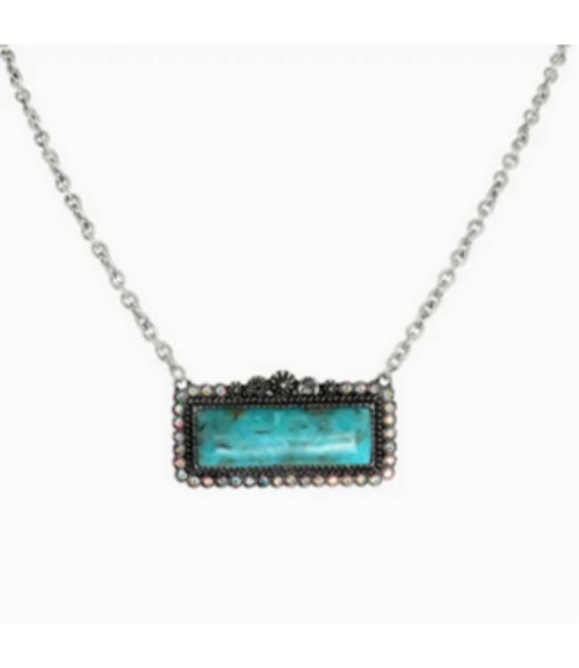 SP Sophia Collection Western Rectangle Turquoise Concho Necklace