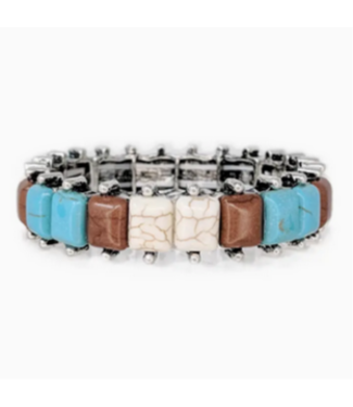 SP Sophia Collection Western Square Cut Turquoise Stretch Bracelet
