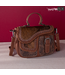 Wrangler Trinity Ranch Hair-On Cowhide Saddle Shape Collection Crossbody/Satchel -Brown